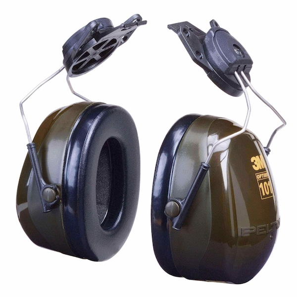 Peltor Optime 101 Cap Mounted Ear Muffs, Black, Green